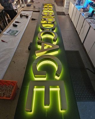 Нержавеющий металл светодиодные вывески для ресторана офис на открытом воздухе индивидуальное здание бизнеса