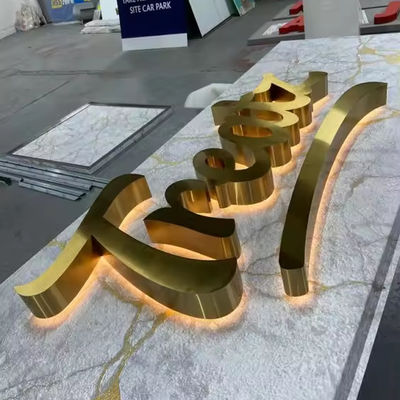 Включается электропитание снег 3D буквы Золотой светодиодный подсвет буквы Знак для витрины магазина Закрытые знаки Нержавеющая сталь